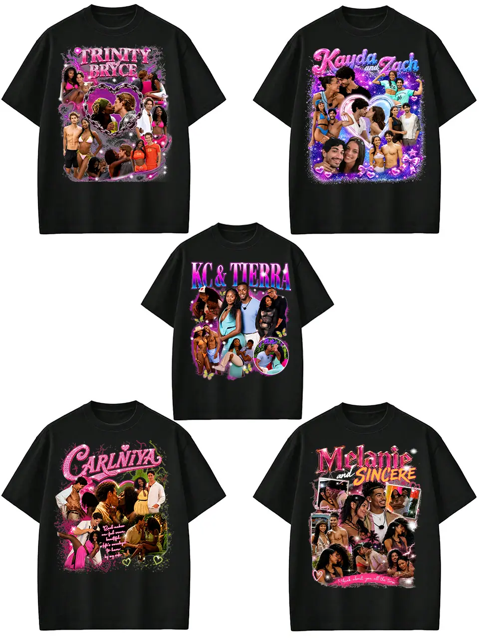 Couple Love Island Season 8 Shirt | Brinity, Carlniya, Kayda, KCTiTi, Sinclanie | Love Island USA Inspired Graphic Tee | Trendy Reality TV Fan Gift | Unisex Oversize T-Shirts | TikTok Shop