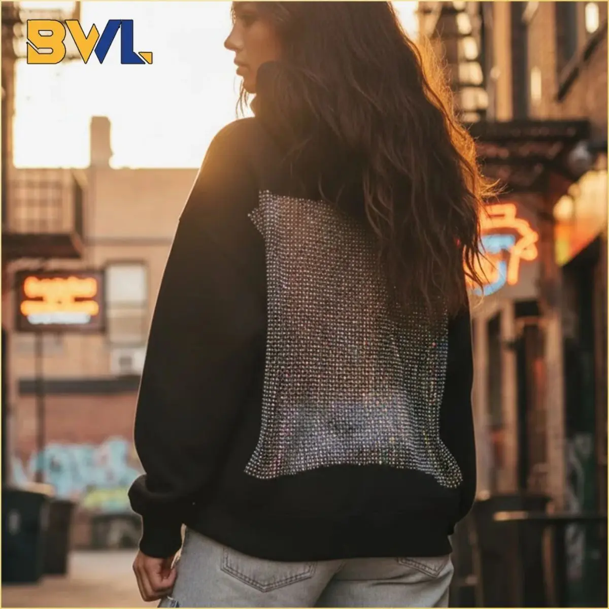 TRNDY LAB Women's Backless Hollow Mesh Hoodie - Longsleeves Solid Color Sweatshirt Piece, Everyday Casual Top for Autumn-Winter, Ideal Christmas Gift