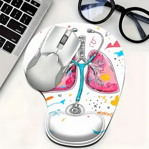 Nurse Lung Anatomy Mouse Pad with Wrist Rest, Medical Themed Design, Ergonomic Support, Non-Slip Base, Memory Foam Desk Mat for Medical Workers, Nurse Gift