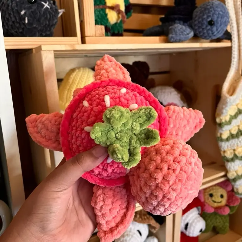 Handmade Crochet Strawberry Turtle Plush