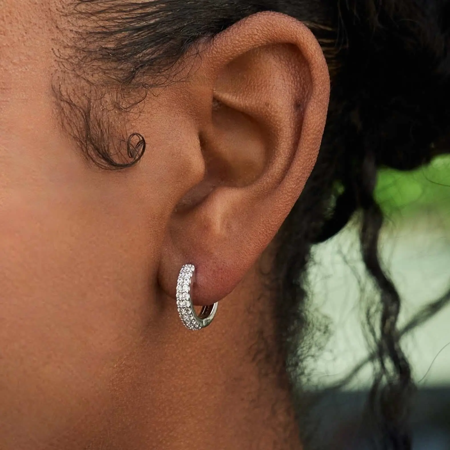 GLD Micro Double Row Huggie Earrings in White Gold - Perfect Gift #tiktokshopsummersale