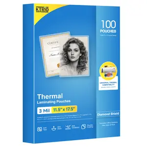KTRIO 100 Pack Laminating Sheets, Hold 11 x 17 Inches Sheet, 3 Mil Thermal Laminating Pouches, 11.5 x 17.5” Laminate Sheets for Laminator, Clear Lamination Sheet Paper, Office School Home Supplies