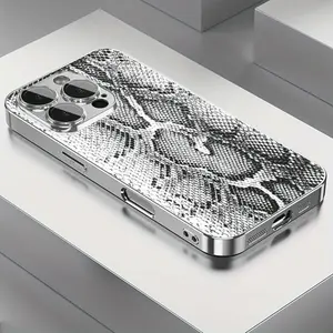 Premium Snake Skin iPhone Case with Electroplated Edges - Trendy Luxury Style for iPhone 17/16/15 Pro Max 14 Plus/13/12/11 Pro Air