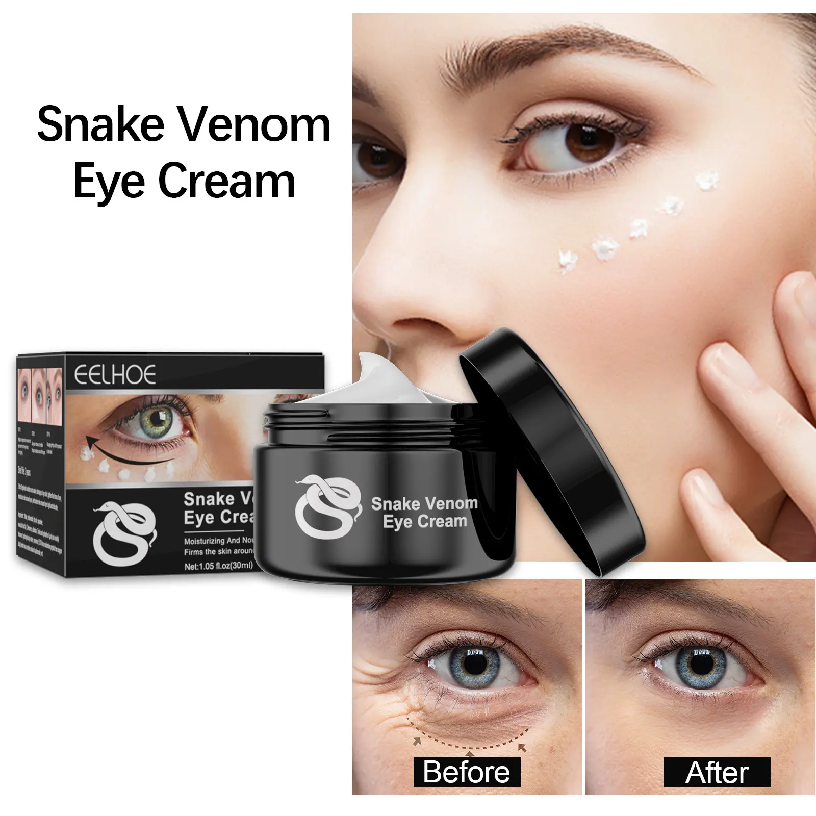 EELHOE Snake Venom Eye Cream Gently Nourishes Dark Circles, Hydrates And Moisturizes The Eyes, And Is A Daily Care Eye Cream