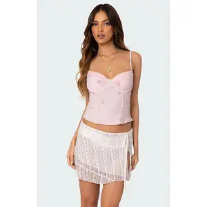 Edikted Women's Victoria Embroidered Mesh Bra Top