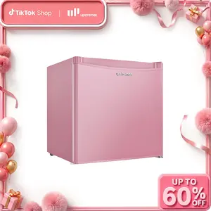 Upstreman mini fridges 1.7 Cu.ft with Freezer Pink FR17 Adjustable Thermostat Energy Saving Low Noise Single Door Compact Refrigerator for Dorm Office Can Bedroom