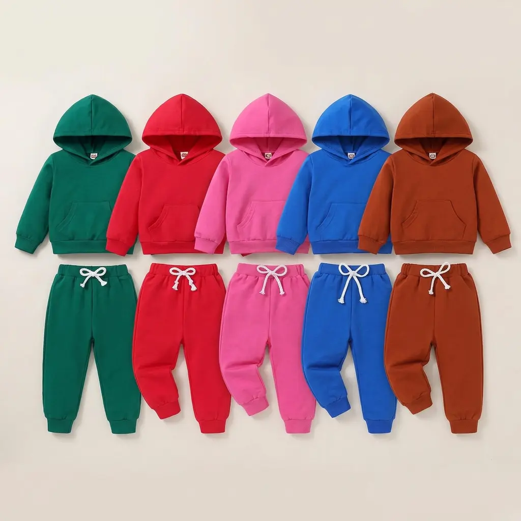 Toddler 2-Piece Fall Sweatsuit, Long-Sleeve Hoodie Top & Long Sweatpants Set for Baby Boys & Girls