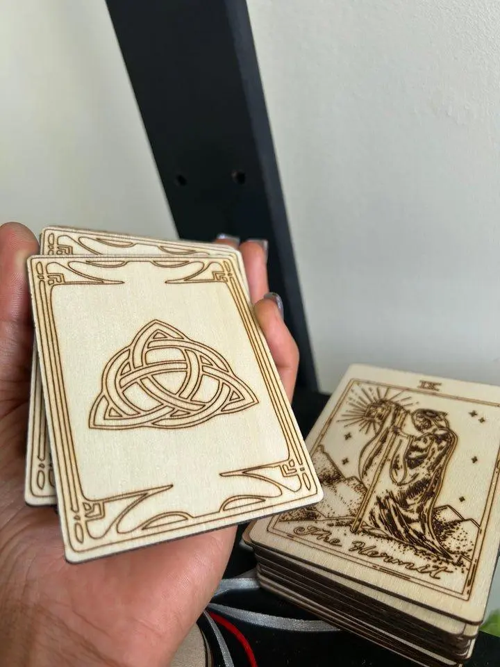 Abe's Woodshop Major Arcana Deck Laser Burned Tarot Cards Handcrafted from Solid Wood 22 Cards for Intuitive Readers & Altar Builders