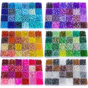 7200PCS 6mm Glass Beads Bracelet Making Kit,144 Assorted Colors Crystal Glass Beads for Bracelet and Jewelry Making and DIY Crafts,Friendship Gifts,to Give to Friends, Family