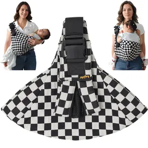 LUJIFO Upgraded Side Baby Carrier, Padded Leg Support Checkerboard Sling, Lightweight Design