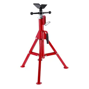 V-Head Pipe Jack Stand, 27-52 Inch Adjustable Height, 1/8"-12" Pipe Capacity, 2500 LBS Heavy Duty Portable Steel Jack Stand, Pipeline & Construction Material Support Bracket