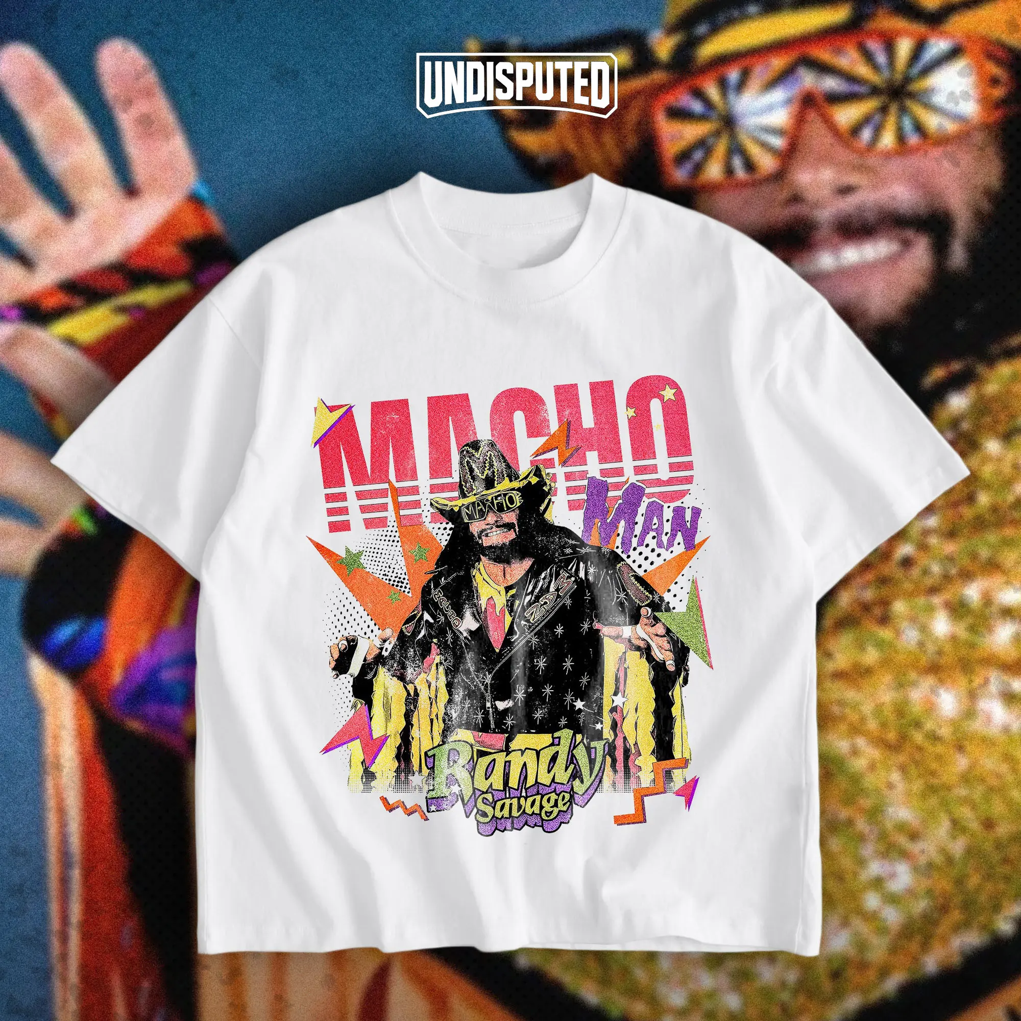 UNDISPUTED Randy Savage "Macho Man" Forever Heavy Cotton Shirt WWE Shirt Macho King Tshirt Hoodie Zip Up Hoodie Wrestler Fan Apparel Menswear Direct-to-garment Breathable Printing