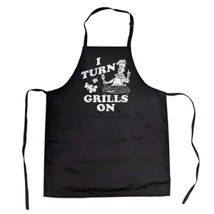 I Turn Grills On Apron Sarcastic BBQ Graphic Novelty Cooking Smock Funny Graphic Kitchenware Bakeware Sarcastic  Funny Food  Novelty Cookware