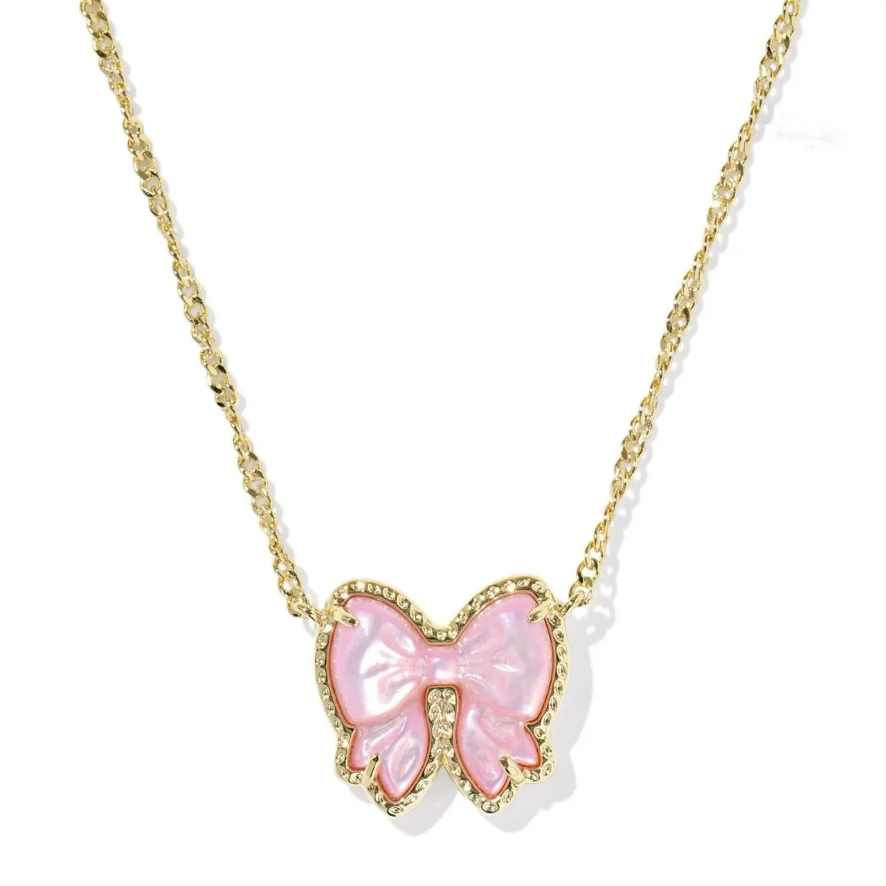 Gold-Plated Brass Bow Pendant Necklace ideal mother jewelry birthstones Gold-Plated Brass Bow Pendant Necklace ideal mother jewelry birthstones