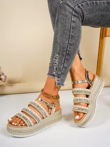 Ladies' summer casual thick soled wedge sandals, fashionable and comfortable woven with a straight strap design, suitable for daily use and beach, worn on St. Patrick's Day, Classy Sandal, Classic elegant footwear