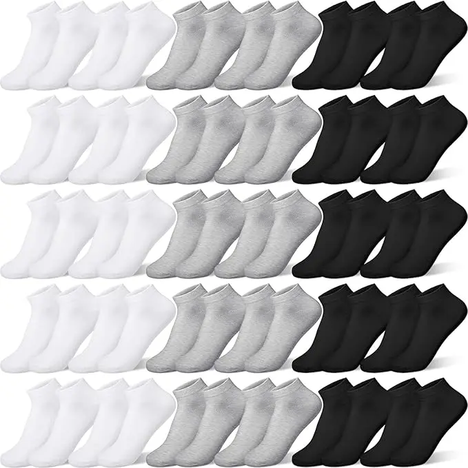 48 Pairs Men Ankle Socks Low Cut Socks No Show Casual Socks Comfortable Breathable for Homeless Women Men