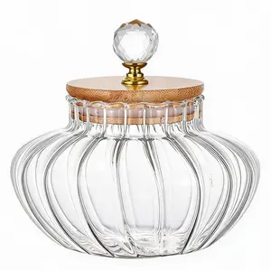 Apple-Shaped Glass Jars with Bamboo Lids Kitchen Canisters for Sugar Coffee Tea Spice Flour Candy Cookie Pasta Cereal Cute Decorative Jars Containers Utensils Tin Stripes