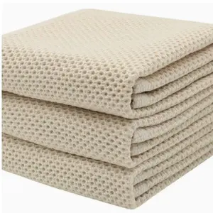 Absorbent Cotton Waffle Towel Cloth Square Handkerchief Cleaning Honeycomb Texture Dishcloth, Durable Absorption Kitchen Accessories, Super Absorbent Reusable, Dish Towels Rags