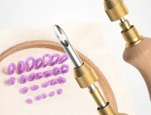 Embroidery Starter Supplies, Punch Pen with 3 Sizes Tufting Needles, Embroidery Hoops, DIY Embroidery Project, Gift For Her, Stress Relief