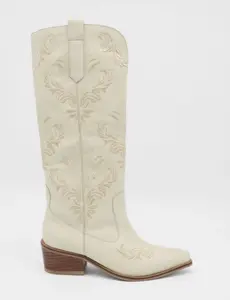 Stivali Jolene western cowboy boots in ivory leather women's shoes