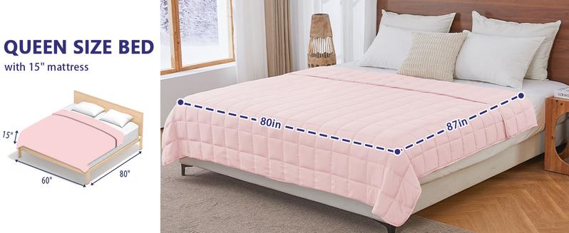 yescool Weighted Blanket for Adults (20 lbs, 60” x 80”, Pink) Cooling Heavy Blanket for Sleeping Perfect for 190-210 lbs, Queen Size Breathable Blanket with Premium Glass Bead, Machine Washable
