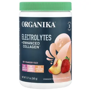 Organika Electrolytes + Enhanced Collagen™, Juicy Strawberry Peach, 12.7 oz (360 g)