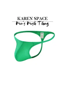 Men's Breathable Mesh Thong Underwear, Large Pocket Design, Thin Summer Wear, Casual Sports Fitness Pants, Plain Color, All Seasons, Stylish Underwear, Workout Gym Underwear, Stretchy Underwear