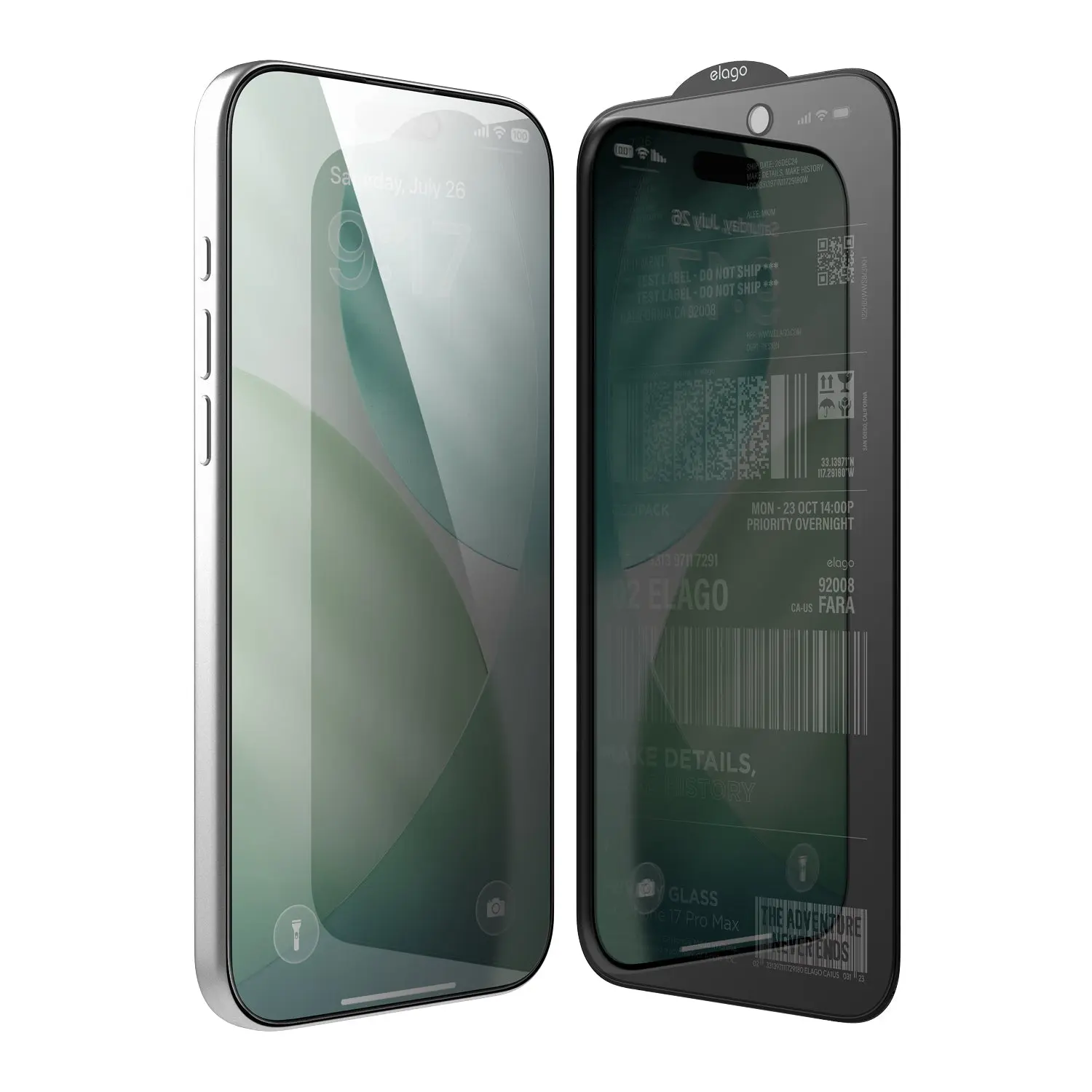 elago Privacy Glass+ Screen Protector for iPhone 17 Pro Max, Smartphone-Cellphone Handheld Device Protection, Landscape View Compatibility