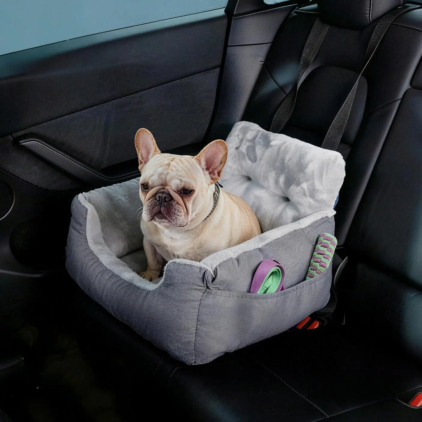LFC PETS Portable Dog Car Seat for Small Dogs, Washable & Removable Cover, Warm Soft Plush Booster Seat, Safety Travel Carrier Bed for Puppy & Cats