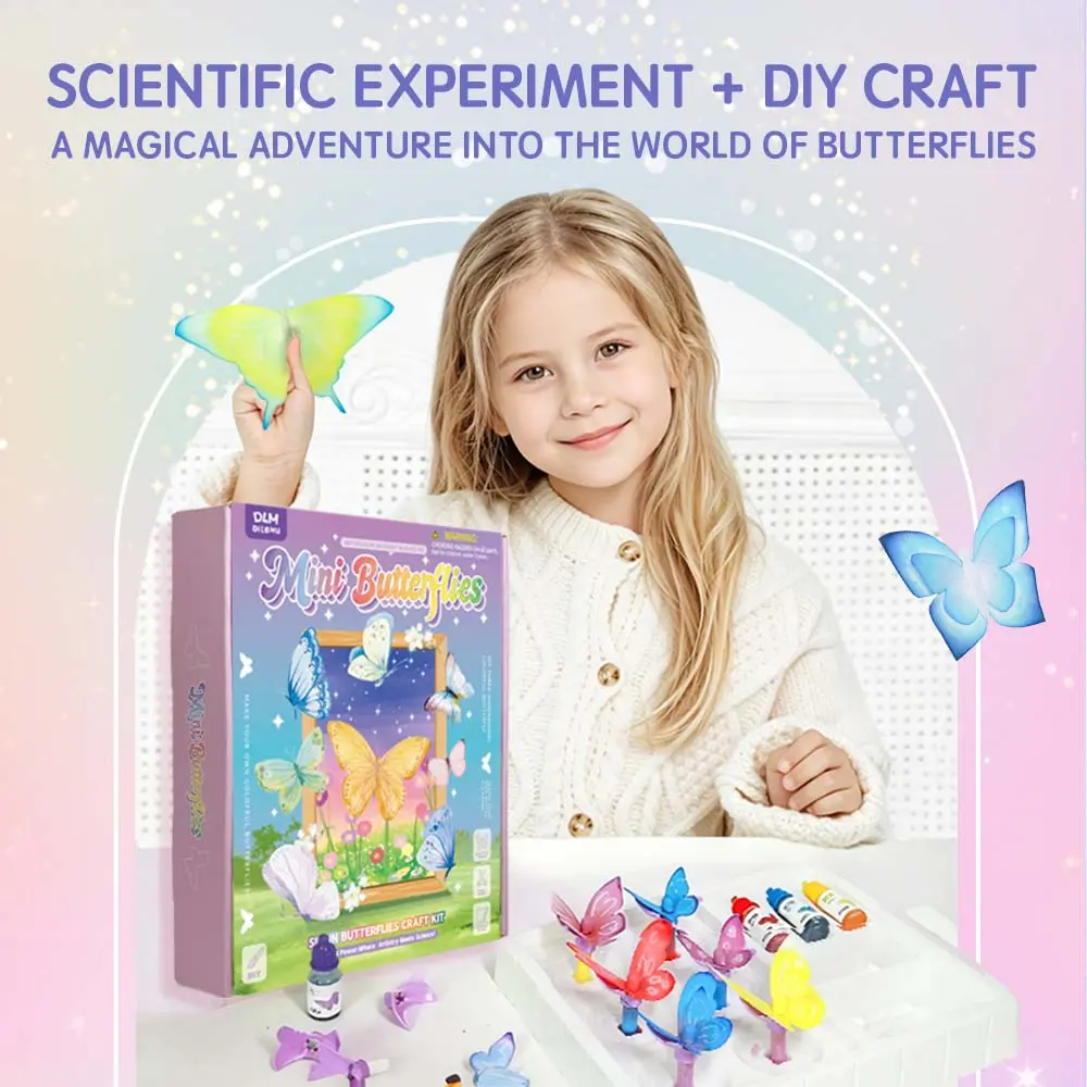 Butterfly Craft Kit for Girls & Boys, DIY 3D Butterfly Shadow Box Art Set, Educational STEM Gift, Creative Birthday Present