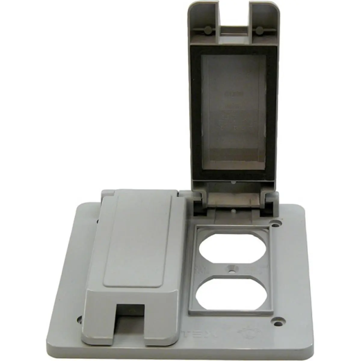 212 MAIN Thomas & Betts 5133347B Weatherproof 2-Gang PVC Outdoor Mountable Double Duplex Outlet Cover with Gasket, Gray, 0.9" H x 4.9" W x 4.9" L