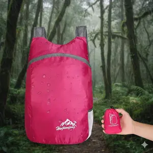 Ultralight Foldable Water-Resistant Backpack: Breathable Durable Fabric, Sweat-Proof Adjustable Straps, Compact Storage. Multi-Pocket Organization & External Attachment System. Perfect for Outdoor Camping, Hiking, Travel & Adventure.