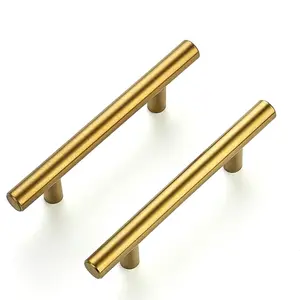 6 Pack 5 Inch Cabinet Pulls Brushed Brass Stainless Steel Kitchen Drawer Pulls Cabinet Handles