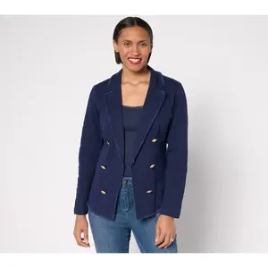 Belle by Kim Gravel Twill Front Knit Back Nautical Jacket