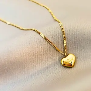 Minimalist Retro Love Necklace for Girls Simple Casual Jewelry