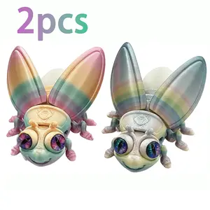 2pcs 3D Printed Firefly,Decorative glowing insect toy,Colorful and Glow-in-the-Dark,Bottom with luminous material Tail,Cute Collectible gift for Bedside, Party, Birthday, Christmas, Halloween, Office,Refrigerator decoration,Multicolor