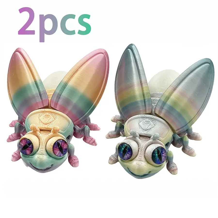 2pcs 3D Printed Firefly,Decorative glowing insect toy,Colorful and Glow-in-the-Dark,Bottom with luminous material Tail,Cute Collectible gift for Bedside, Party, Birthday, Christmas, Halloween, Office,Refrigerator decoration,Multicolor