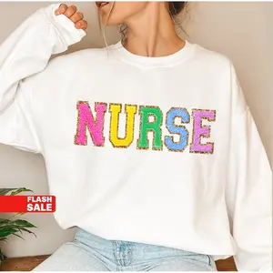 NURSE Sweatshirt Embroidered, Nurse Gift, Nurse Shirt, Nursing School Graduation Gift for Nurse Valentines Day Gift Unisex Womenswear