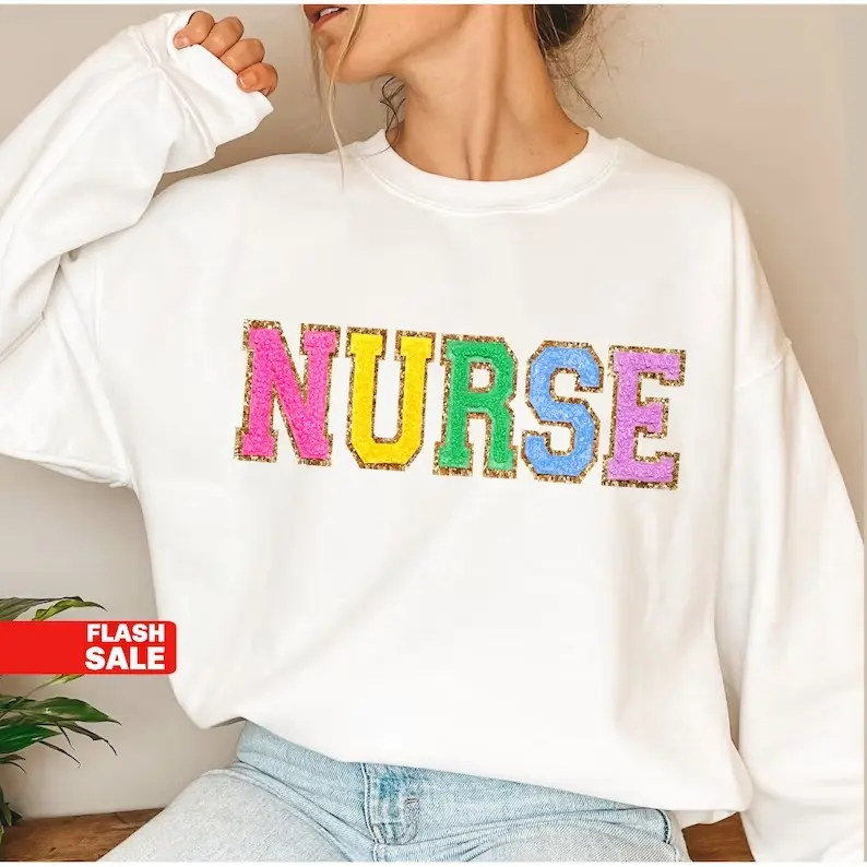 NURSE Sweatshirt Embroidered, Nurse Gift, Nurse Shirt, Nursing School Graduation Gift for Nurse Valentines Day Gift Unisex Womenswear