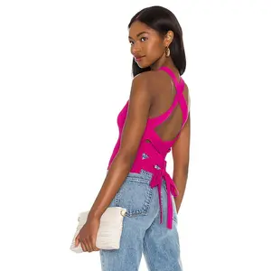 NBD Tia Tie Back Top in Fuchsia