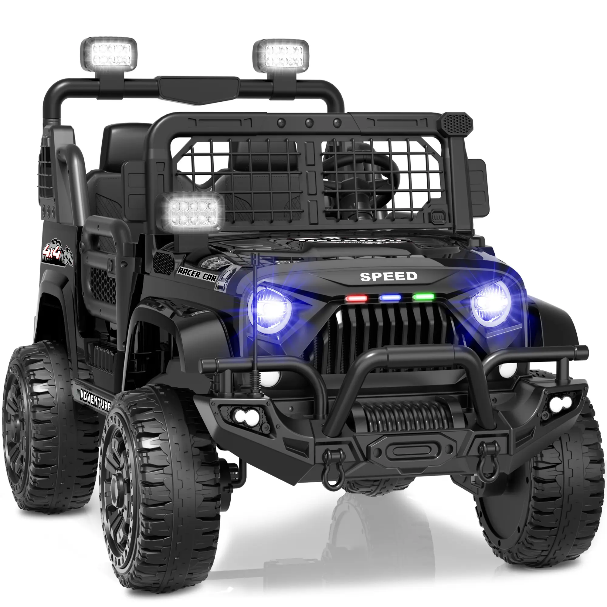 YUNTOPKIDS(big) 24V Ride on Truck Car 2 Seater Ride Kids Electric Car - 7Ah Large Battery Kids Electric Vehicles with Remote Control, 4WD Kids Jeep 3 Speeds LED Lights, Horn, Music for Kids Aged