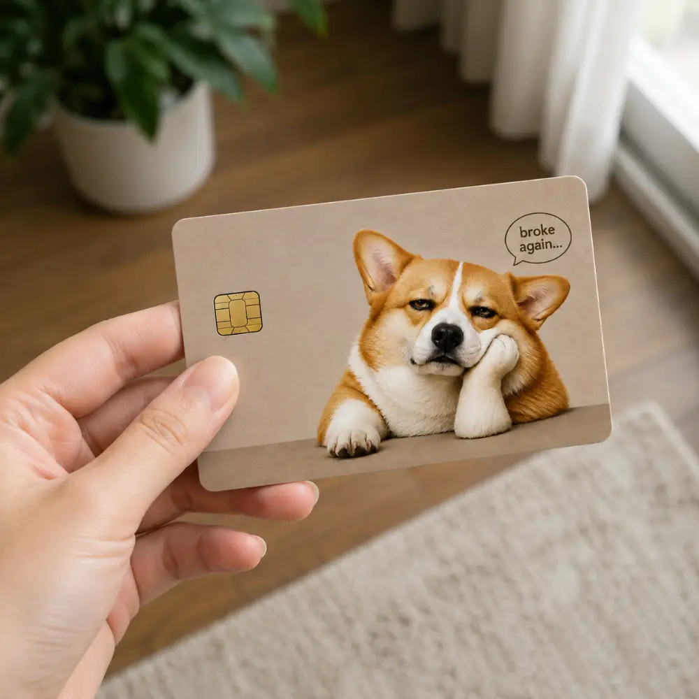 Corgi Credit Card Skin, Bored Corgi Card Sticker, Funny Side Eye Dog Card Cover, Cute Wallet Accessory, Corgi Lover Gift