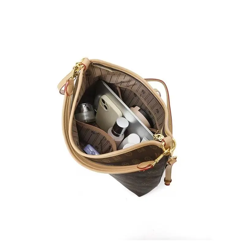 Women's Vintage Monogram Hobo Tote Bag - Drawstring Decor Crossbody Purse for Casual Outings, 2 Color Options (Home Organizer Storage Bag)