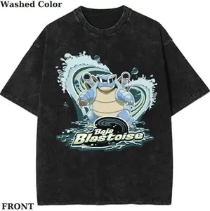 Vintage Blastoise Graphic Tee – Anime Streetwear Short Sleeve T-Shirt