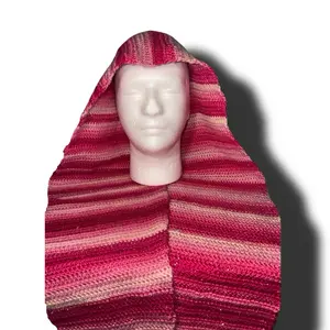 Crochet Sophie Hood Scarf - Striped Design, Soft and Cozy, Perfect for Cold Weather