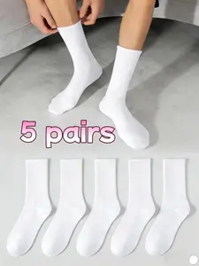 Men's mid-calf socks, 5 pairs, suitable for daily wear, season: all seasons, comfortable footwear accessory, versatile fashion accessory