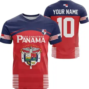 Custom Panama Soccer Jersey Personalized Name Number Shirt Los Canaleros Football Fan Tee Red Blue Flag Gift for Men Women Supporter C2S