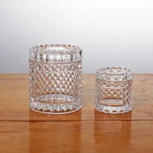 Clear Glass Jar with Lid, 1 Count Mini Glass Storage Jar, Storage Container for Candle, Home Organizer for Living Room Bedroom Kitchen