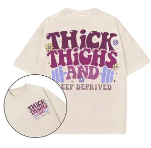 Thick Thighs and Sleep Deprived Gym T-Shirt, Gym Shirt, Graphic Gym Shirt, Vintage Washed Tee Conton, Gym Shirt Women For Men-women's shirt-men's shirt