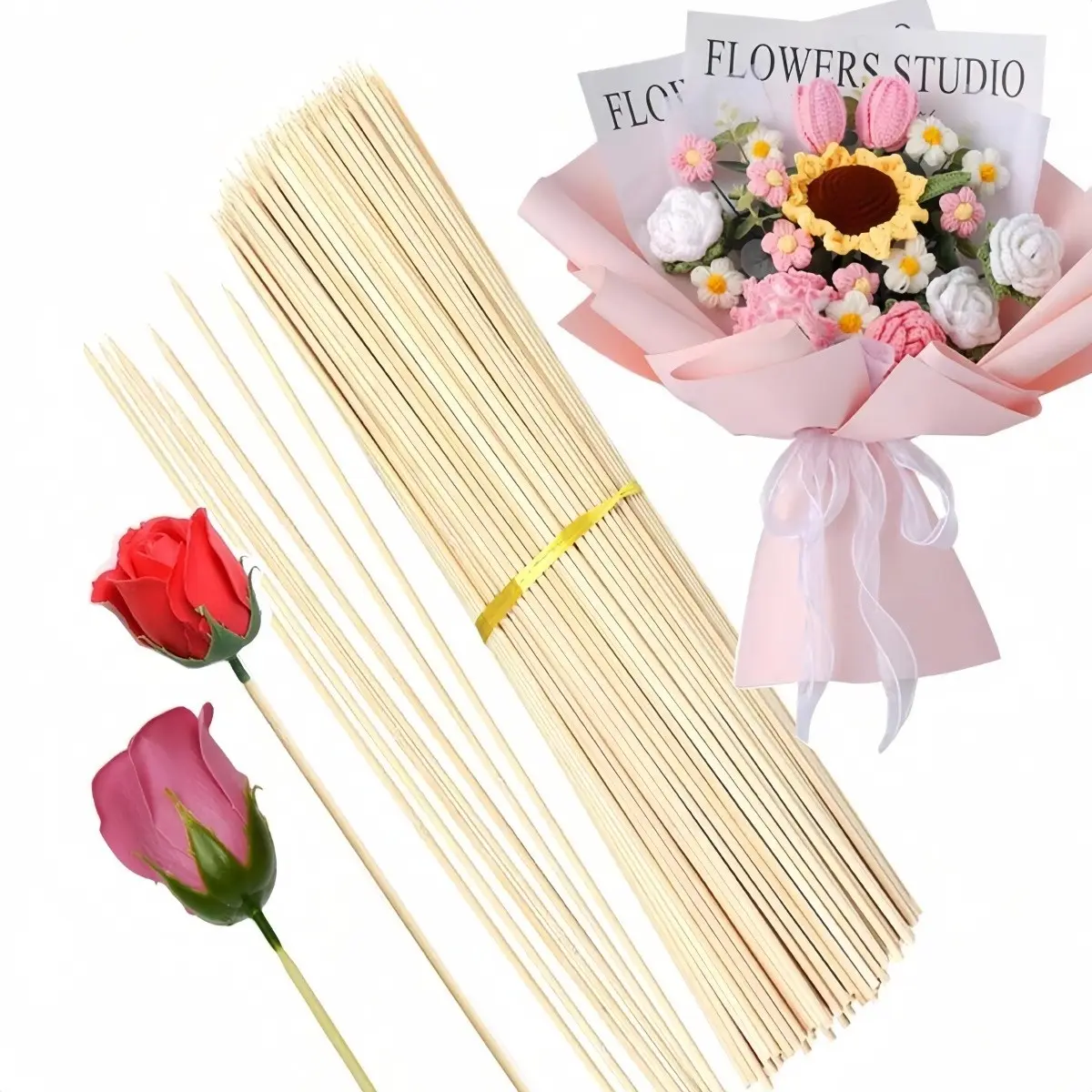 48pcs premium bamboo skewers, handmade for multifunctional party decoration, marshmallows, plant stakes, outdoor barbecue, Bbq Skewers, Barbecue Utensils, Barbecue Accessories and skewer supplies. Diameter 4mm, providing more size options: 35cm/45cm